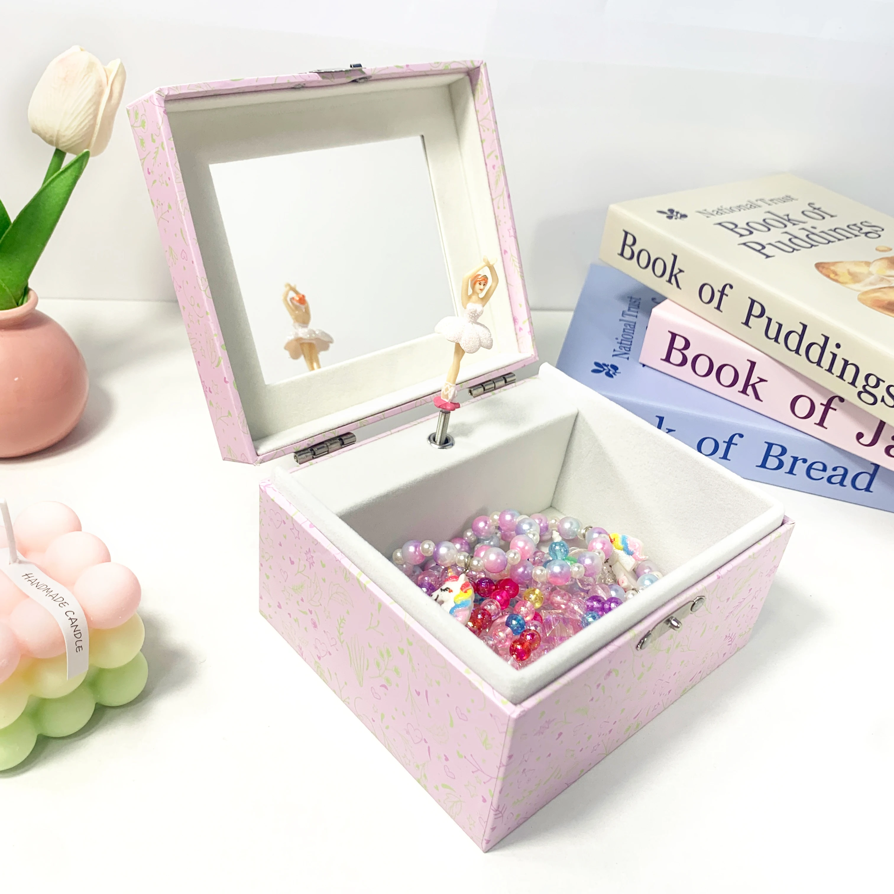 Light Pink Glitter For Girls Jewelry Home Decor Jewelry Storage Music Box For Children's Birthday And Christmas Gifts Music Box
