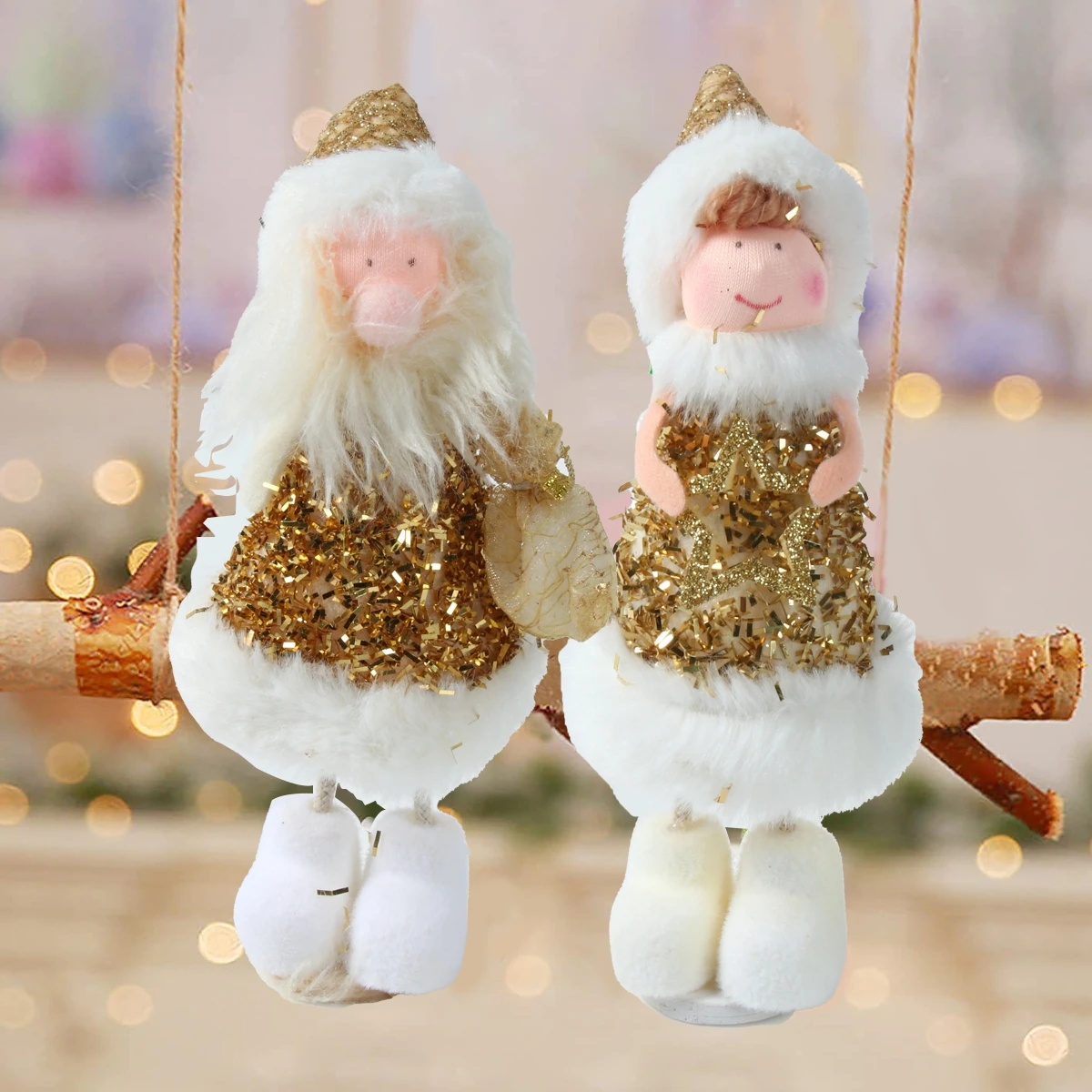 1pc Christmas Angel Doll Merry Christmas Sequin Hanging Pendant Tree Decor for Home 2023 Navidad Natal Noel Gifts New Year 2024