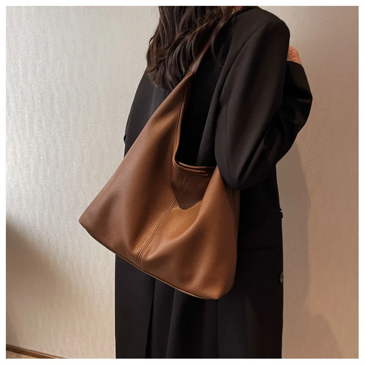 Damen-Schultertasche aus weichem PU-Leder, große Kapazität, einfache Pendler-Handtasche, vielseitige Outdoor-Tragetasche – Detail 12