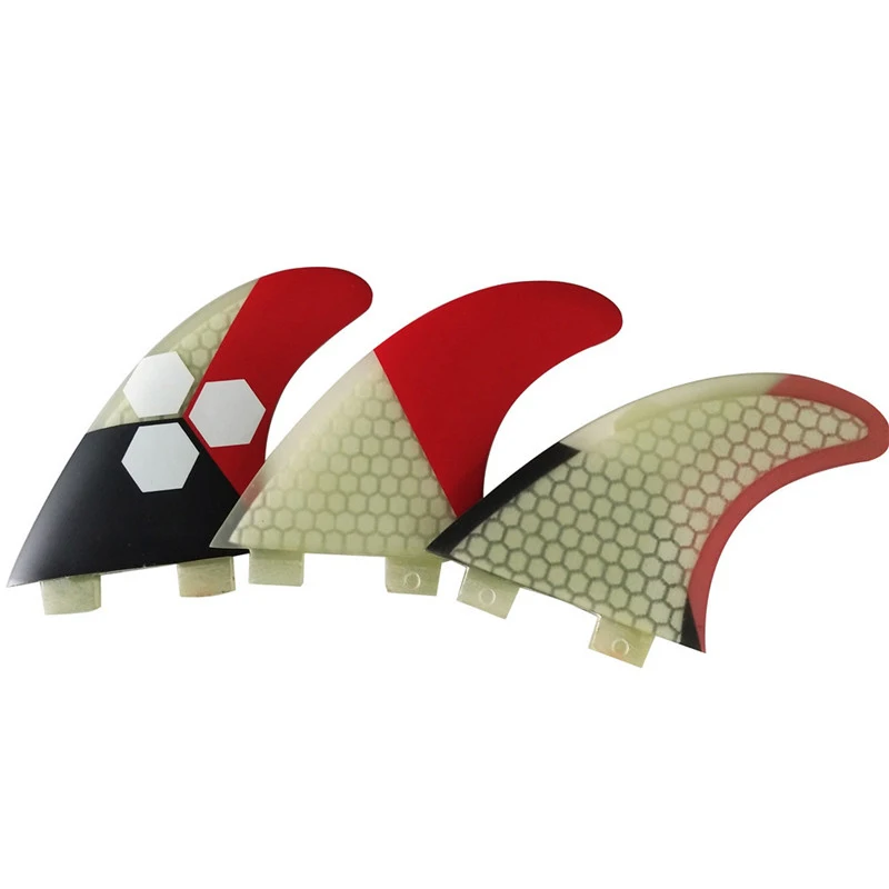 UPSURF FCS Mixing Colors Surfboard Fins M/L Surfing Fins Thruster 3pcs/set Fibreglass With Honeycomb Double Tabs Short Board Fin g5 size upsurf fcs 2 short board fins honeycomb surfboard fins thruster fibreglass 3pcs funboard surfing fins performance core