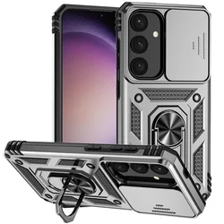 Luxury Armor Case with Ring Holder and Slide Lens Stand - Premium Phone Cover - Galaxy S20 FE 5G (WT)