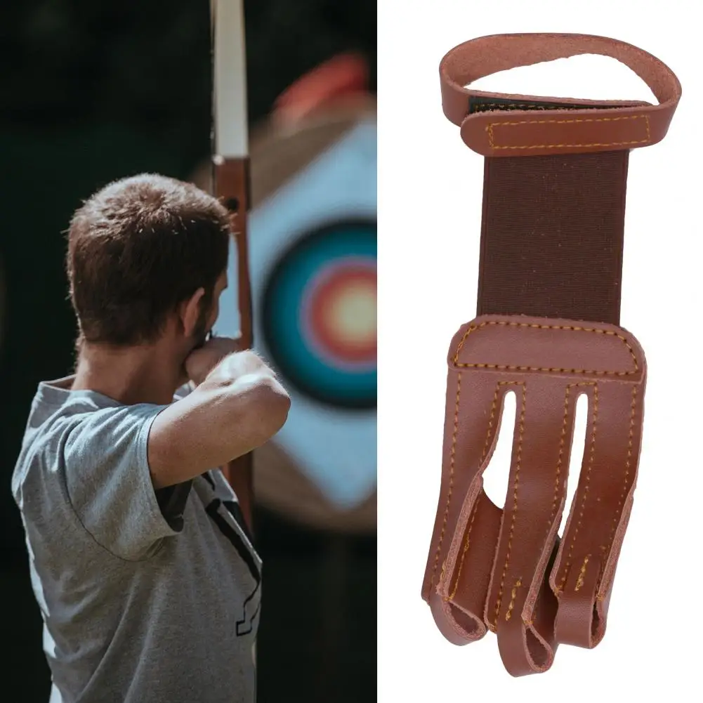 Archery Three Finger Glove Cowhide Wear Resistant Long-lasting For Outdoor
