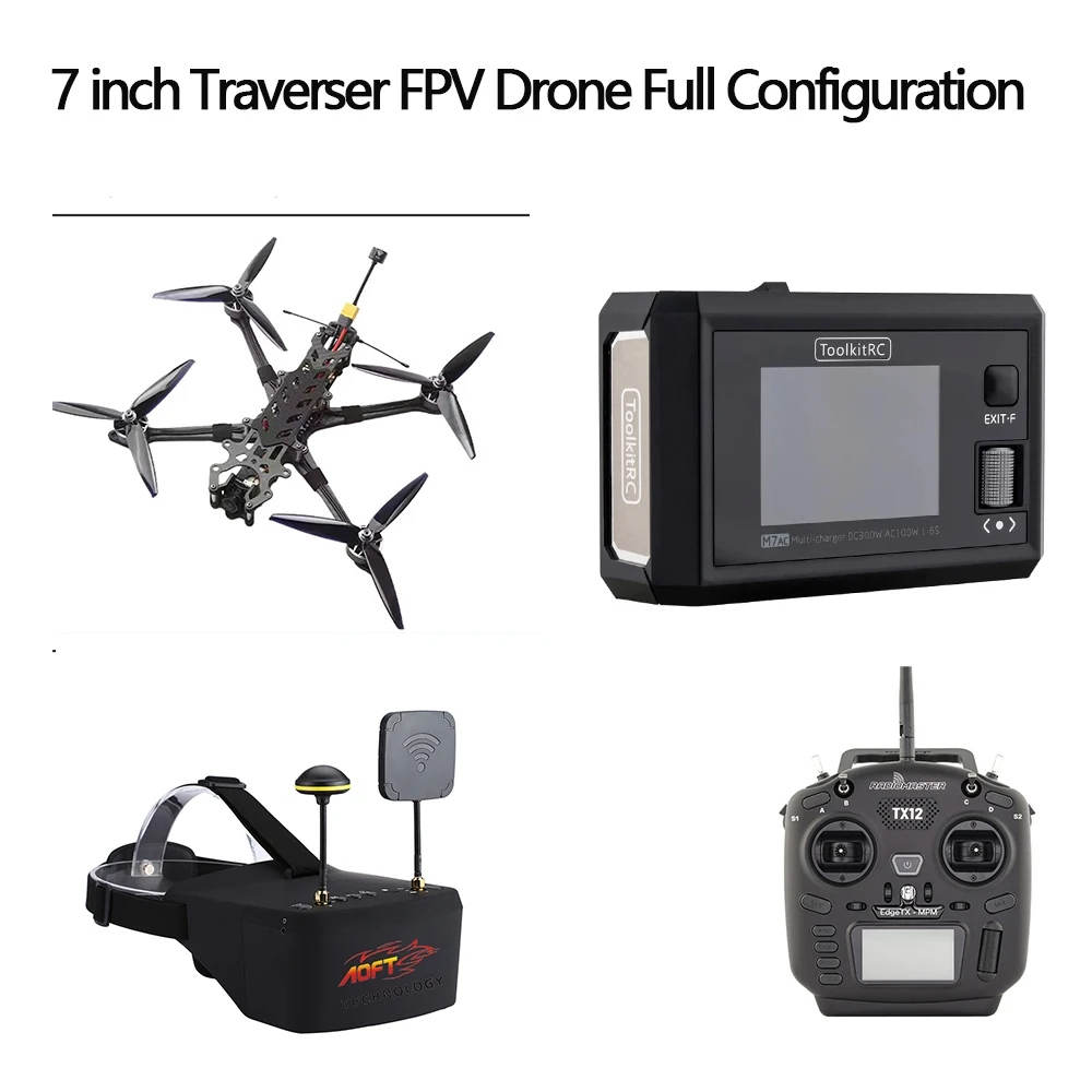 

7 inch Traverser FPV Drone Full Configuration MAK Rack Long Endurance Set 3KG Load 5.8G ELRS915 Version RC EV800D Eyewear Suit