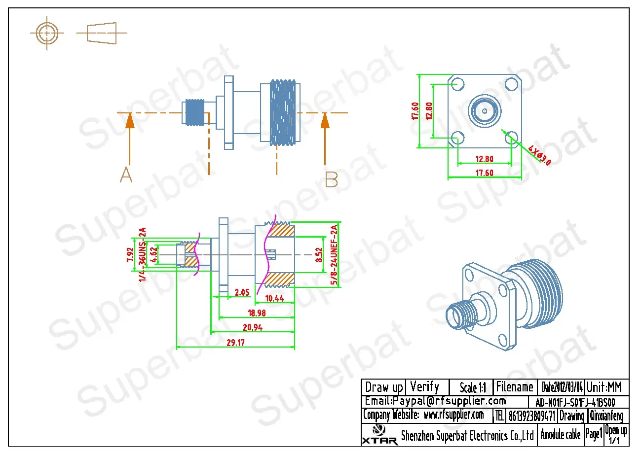 Gold Plated SMA to N Female RF Coaxial Connector Adapter for Electronics