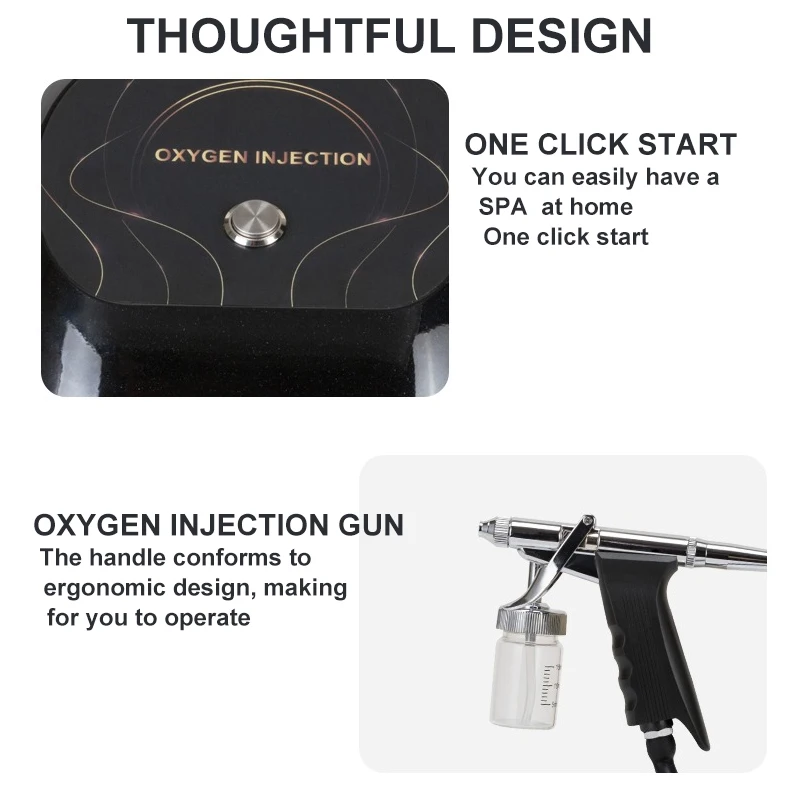 Black Oxygen Injection Device, Hand Held Electric Spray Gun,Water Nano Oxygen Injector, Household Spray, Beauty Care Instrument