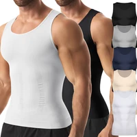Striped Compression Belt Shaper Vest Men's Tummy Control Elastic Sleeveless Top Slim Fit Slimming Sports Bottoming Underwear