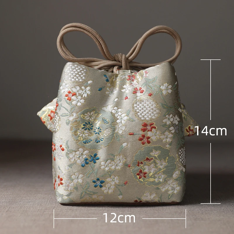 10/12cm Retro Print Outdoor Tea Set Storage Bag Portable Travel Teapot Cup Cotton Protect Cloth Bags Tea Ceremony Accessories