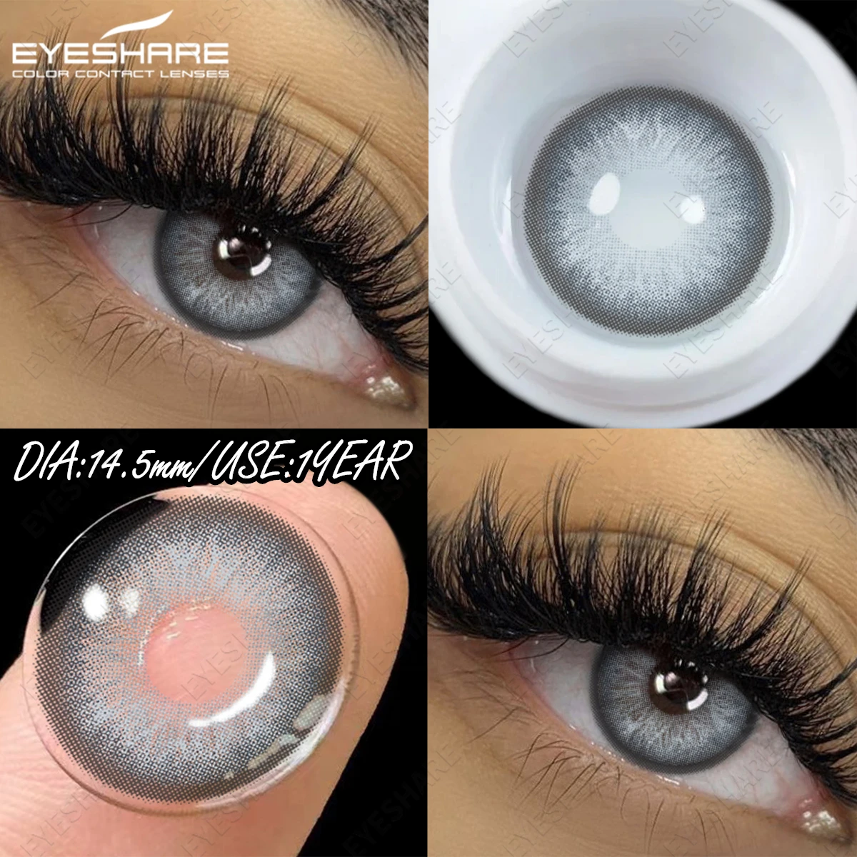 EYESHARE Natürliche farbige Kontaktlinsen, modische graue Augenlinsen, bunte kontaktgraue Augen, Make-up-Farblinse, jährlich, 2 Stück/Paar – Detail 26
