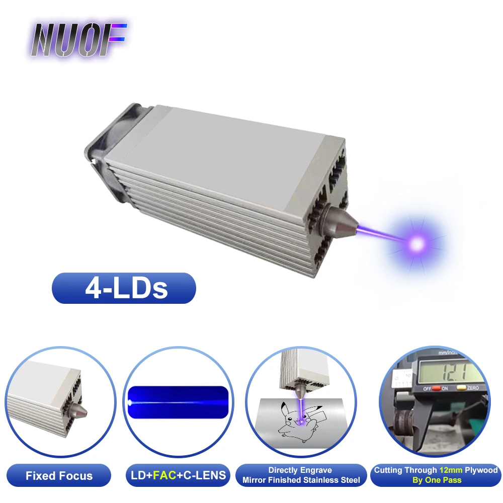 

NUOF 10W 20W Laser Module Laser Engraving Head 450nm 80W Blue Laser Head for CNC DIY Laser Cutting Machine