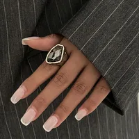 Minimalist Acrylic Rhinestone Open Ring for Women Korean Fashion Geometry Adjustable Knuckle Ring Party Jewelry Lady Gifts