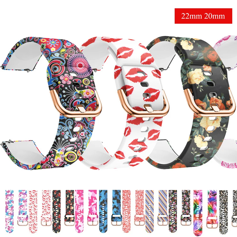 

Silicone band For Amazfit GTS/4/3/2/2e/Mini/GTR 4/3/Pro/2/2e 42mm/47mm stratos 2/3 printing Bracelet Amazfit bip 20mm 22mm Strap