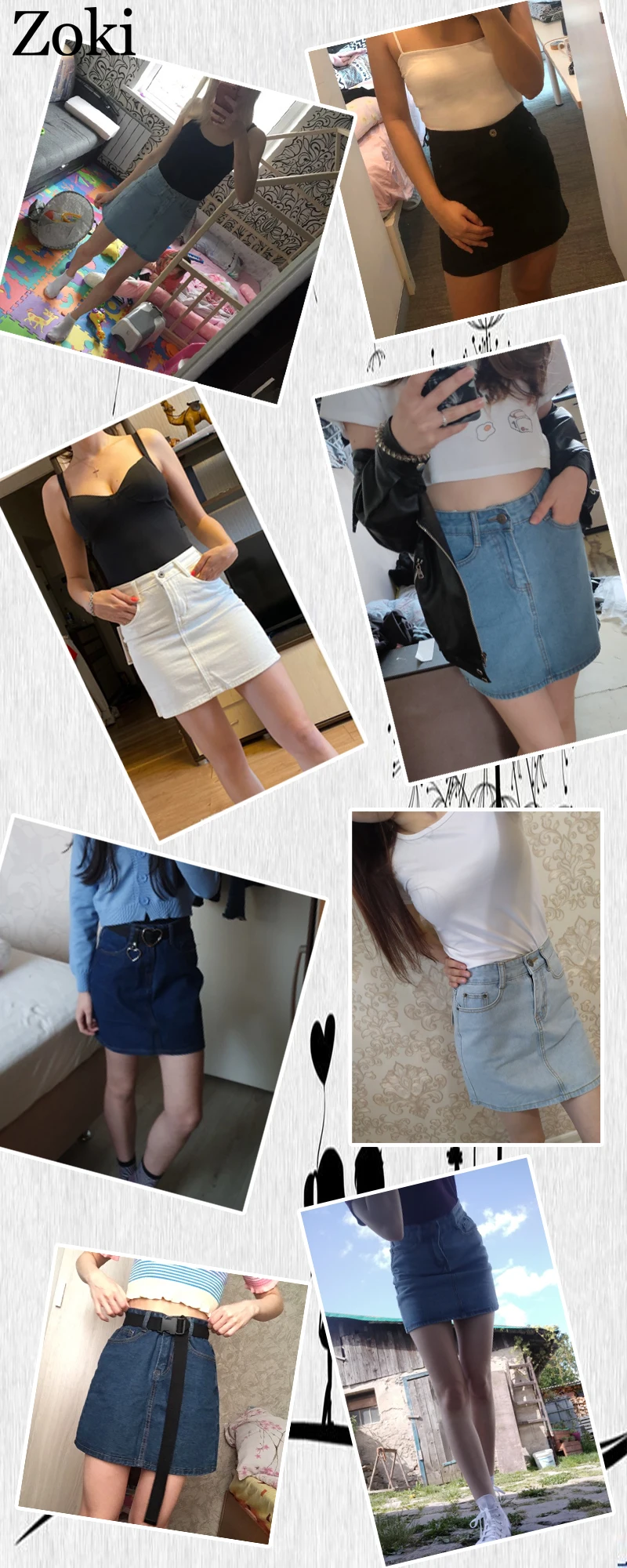 brown skirt Zoki Sexy Women Denim Mini Skirt Fashion Summer High Waist Korean Black Skirt Blue Package Hip Jeans Harajuku Plus Size Cotton lululemon skirt