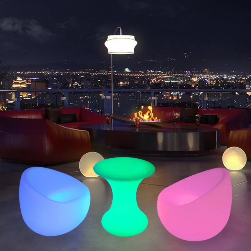 Led Glowing Furniture Table and Chair Combination KTV Bar Colorful Fashion Couch bar cabinet