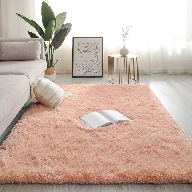Carpet bedroom full of Nordic ins living room coffee table bed girl room under the bed plush mesh red blanket mat