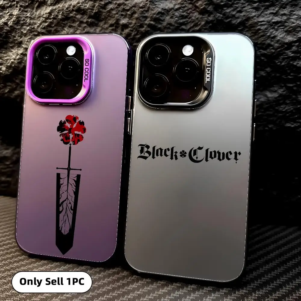 Aurora Matte Laser Shockproof Bumper Phone Case with Black Clover Logo
