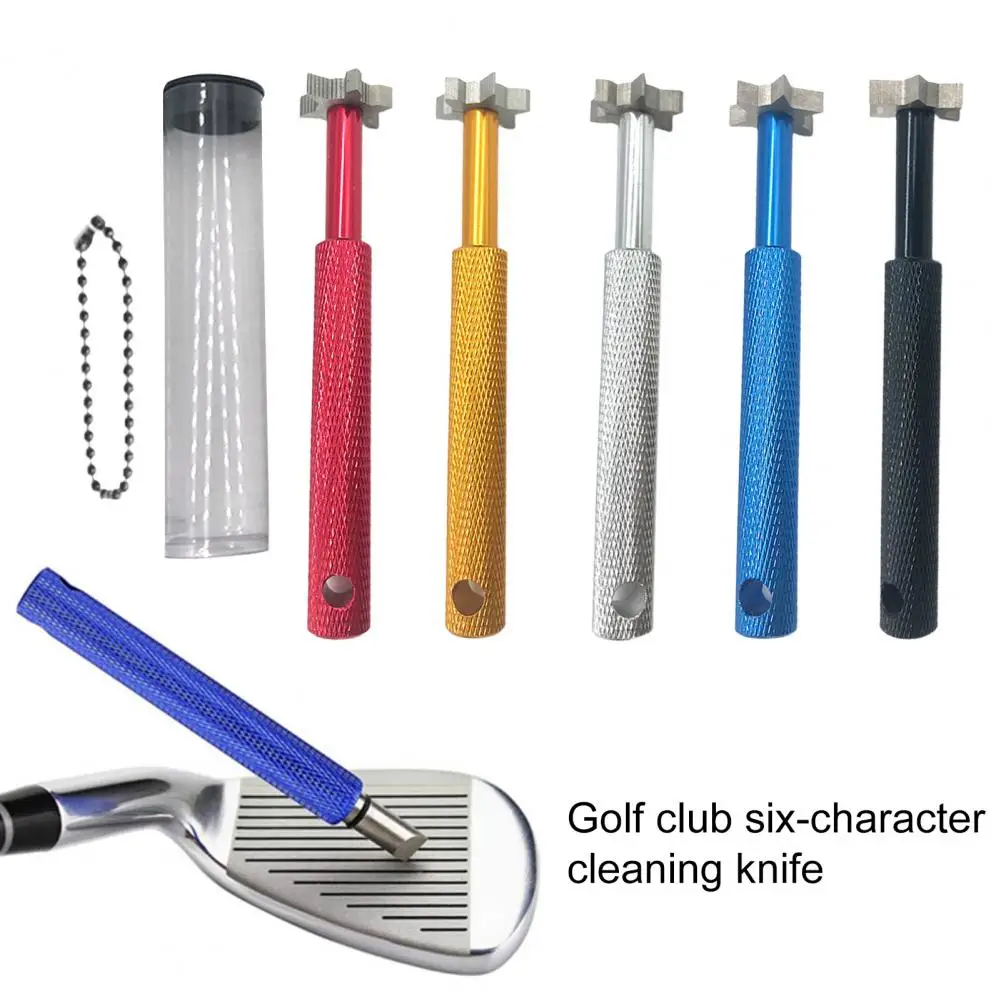 1 Set Golf Club Sharpening Tool With 6 Heads Compact Size Sharpener Reusable 6-Tip Golf Club Re-Grooving Cleaning Tool 2