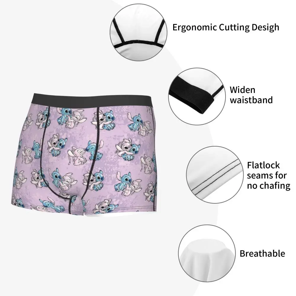 Custom Stitch Lion Cute Boxers Shorts Men's Disney Movie Briefs Underwear Fashion Underpants
