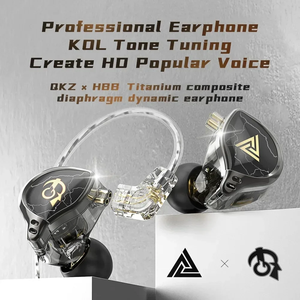 QKZ x HBB Earphones 1 Dynamic HIFI Bass Earbuds In Ear Monitor Headphones Sport Noise Cancelling Headset wired earphones in ear headphones in ear monitor