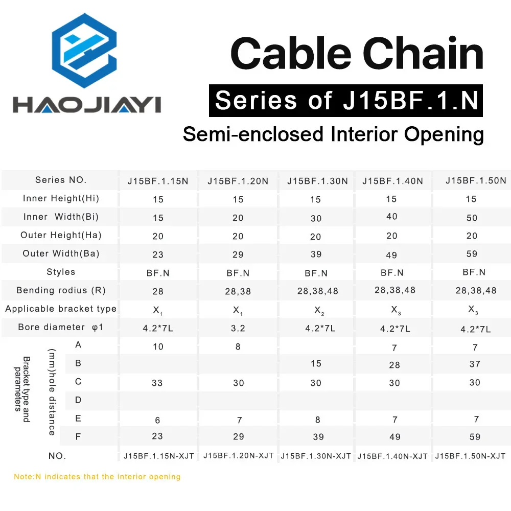 Cable Chain Semi-Enclosed Interior Opening 15x15 15x20 15x30 Drag Plastic Towline Transmission Machine Accessories