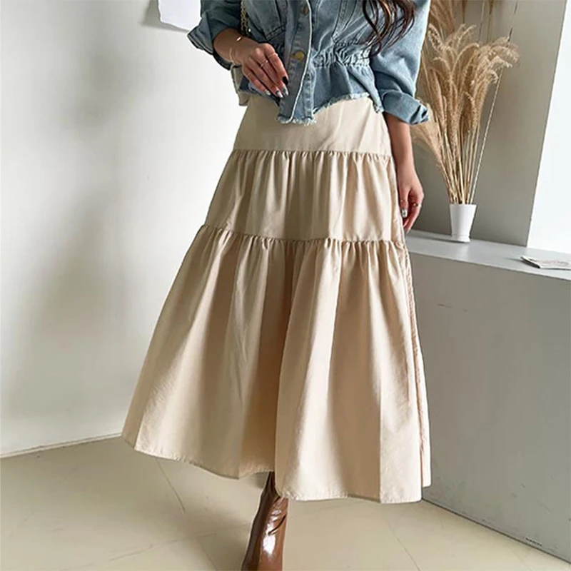 

Новая модная Милая юбка-зонтик с высокой талией в Корейском стиле, длинная юбка для женщин