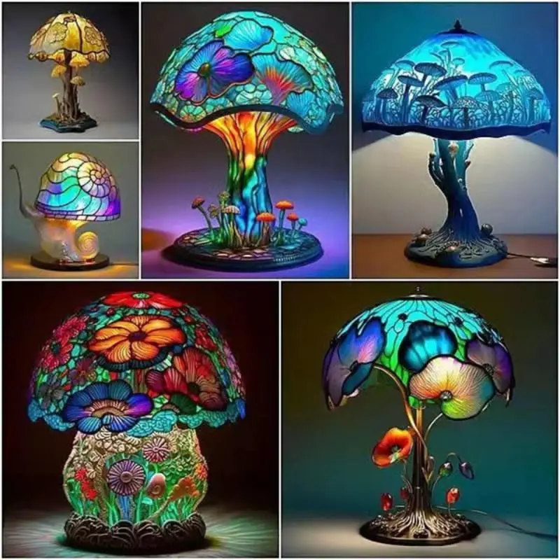 

Color Table Lamp Retro Plant Table Lamp Design Ornaments 300g Color Resin Mushroom Table Lamp Home Furnishings Atmosphere 15cm