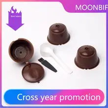 3 Pcs Reusable Coffee Capsule Filter Cup For Nescafe Dolce Gusto Refillable Caps Spoon Brush Filter Baskets Pod Soft Taste Sweet