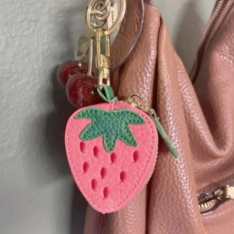 3-in-1 Fruit Shaped Leather Coin Purse - Mini Zipper Keychain with Earphone Storage, Cute Women's Wallet & Gift-ready Accessory