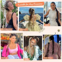 Extensions de perruque queue de cheval synthétiques longues et droites tresses de boxe 32 pouces extensions de cheveux de coiffure noir blond brun pour les femmes 5