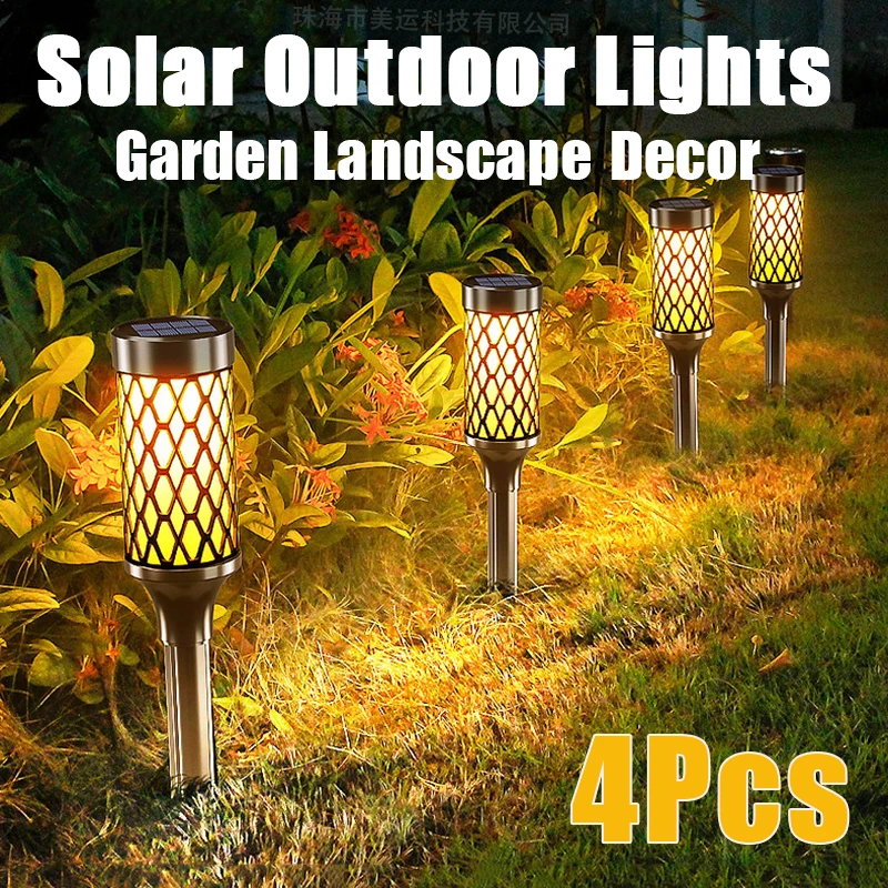 4Pcs Outdoor Solar Courtyard Lights Garden LED Atmosphere Christmas Decoration Lighting Circular LED Seven Color Villa Lawn Lamp