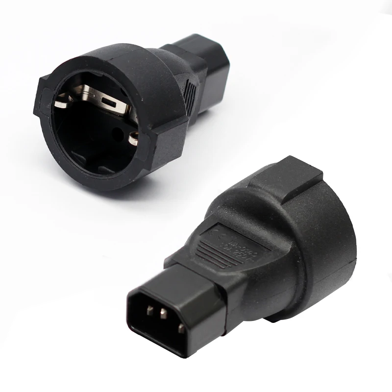 

AC IEC 320 C14 Male To European 3 Pin Female Straight AC Power Adapter Connector
