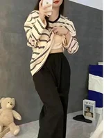 Women's Spwear with Chest Pad Thin Long Sve Striped Home Clothes Two-Piece Set Spring Autumn Winter New Arrival - Image 5