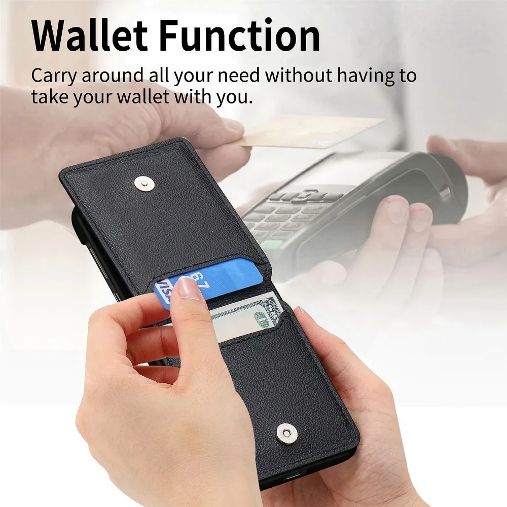 Luxury PU Leather Phone Case with Finger Ring and Card Slot Holder - Elegant Wallet Style Protective Cover