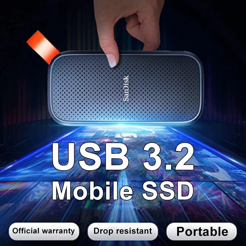 SanDisk External Hard Drive, E61 500GB, Extreme PRO 2TB 1TB E30 480GB SSD E81, Portable, 4TB USB 3.2Gen2*2 Type-A/C
