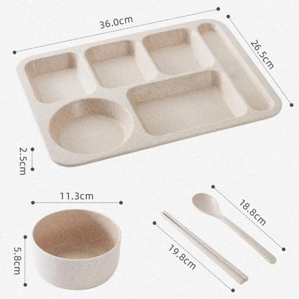 1 Set Individual Grid Stackable Food Plate Plastic Food Tray Multi-grid Meal Plate School Home Canteen Supplies