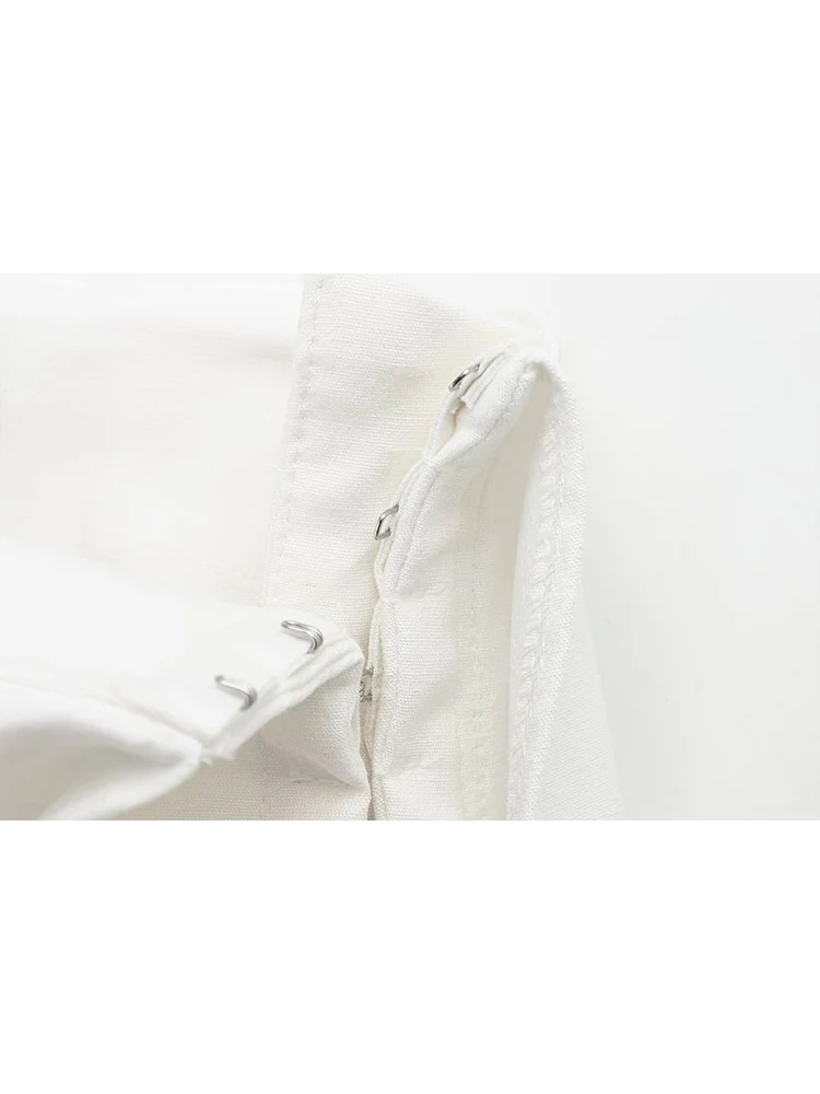 TFMLN Sexy Strapless Top Pants Set For Women Solid White Off Shoulder Tops High Waist Wide Leg Pant Summer Lady Elegant Outfits