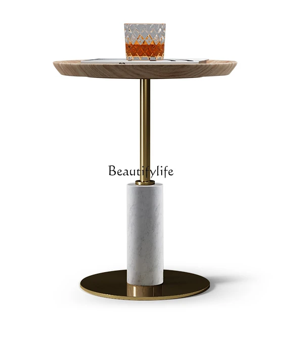 

Luxury Living Room Furniture Series Ash Minimalist Small round Table Designer Side Table