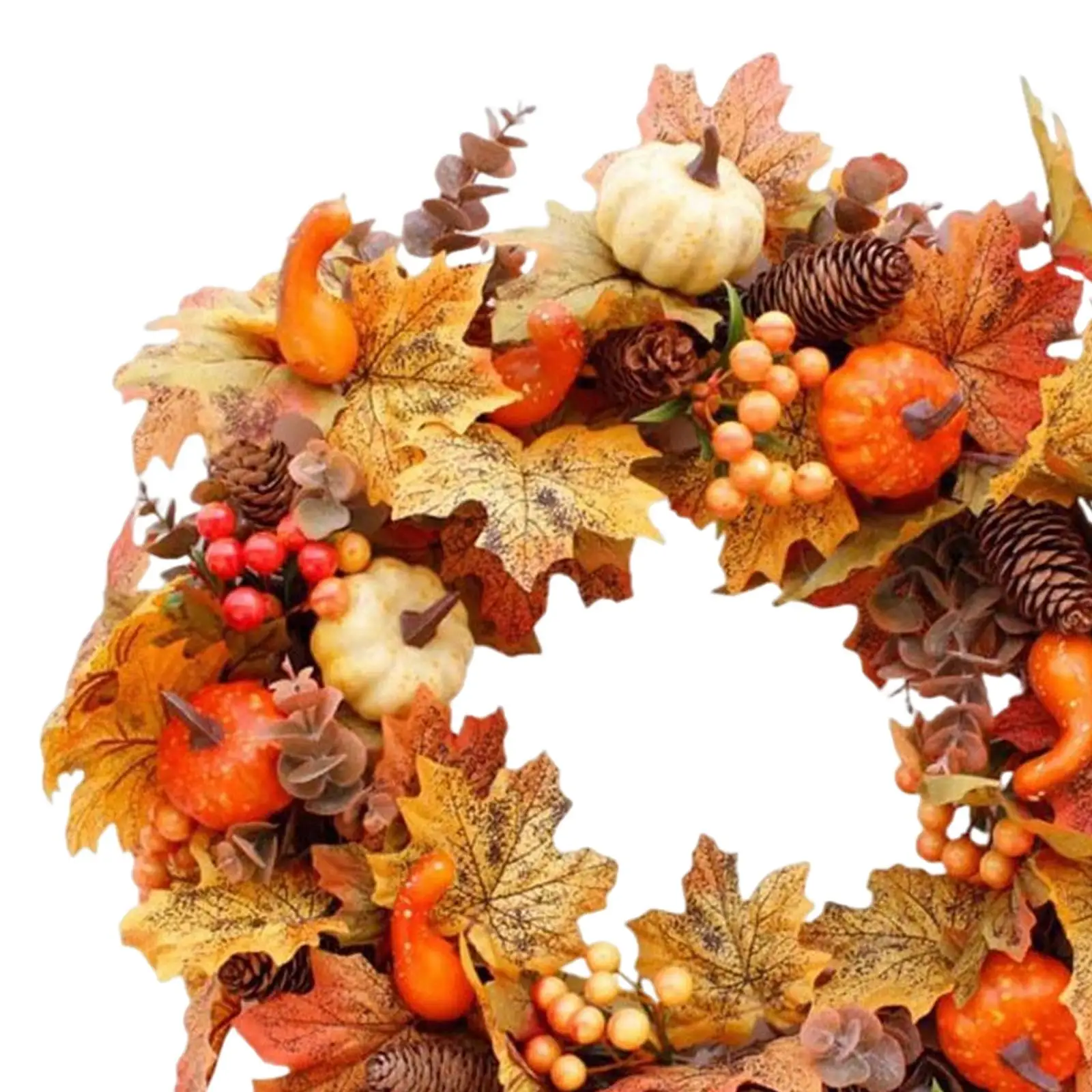 Artificial Fall Pumpkin Wreath Decor Hanging Harvest for Wedding Indoor Door