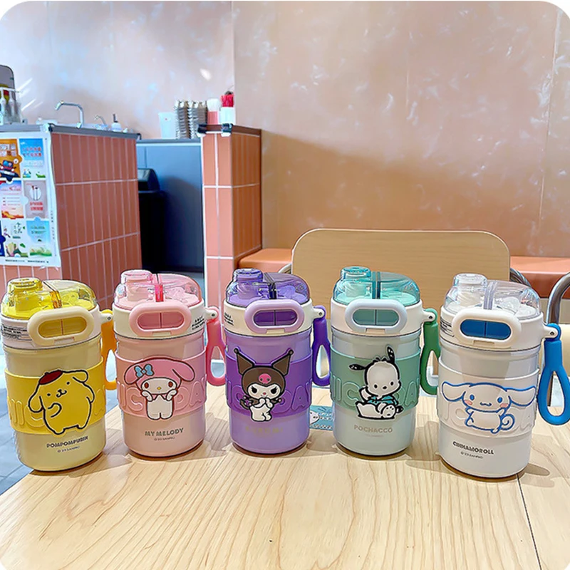 

Новинка, детский термос Kawaii Sanrio для девочек, чашка для воды из нержавеющей стали 316, милая Студенческая соломенная чашка, чашка для кофе с двойным напитком