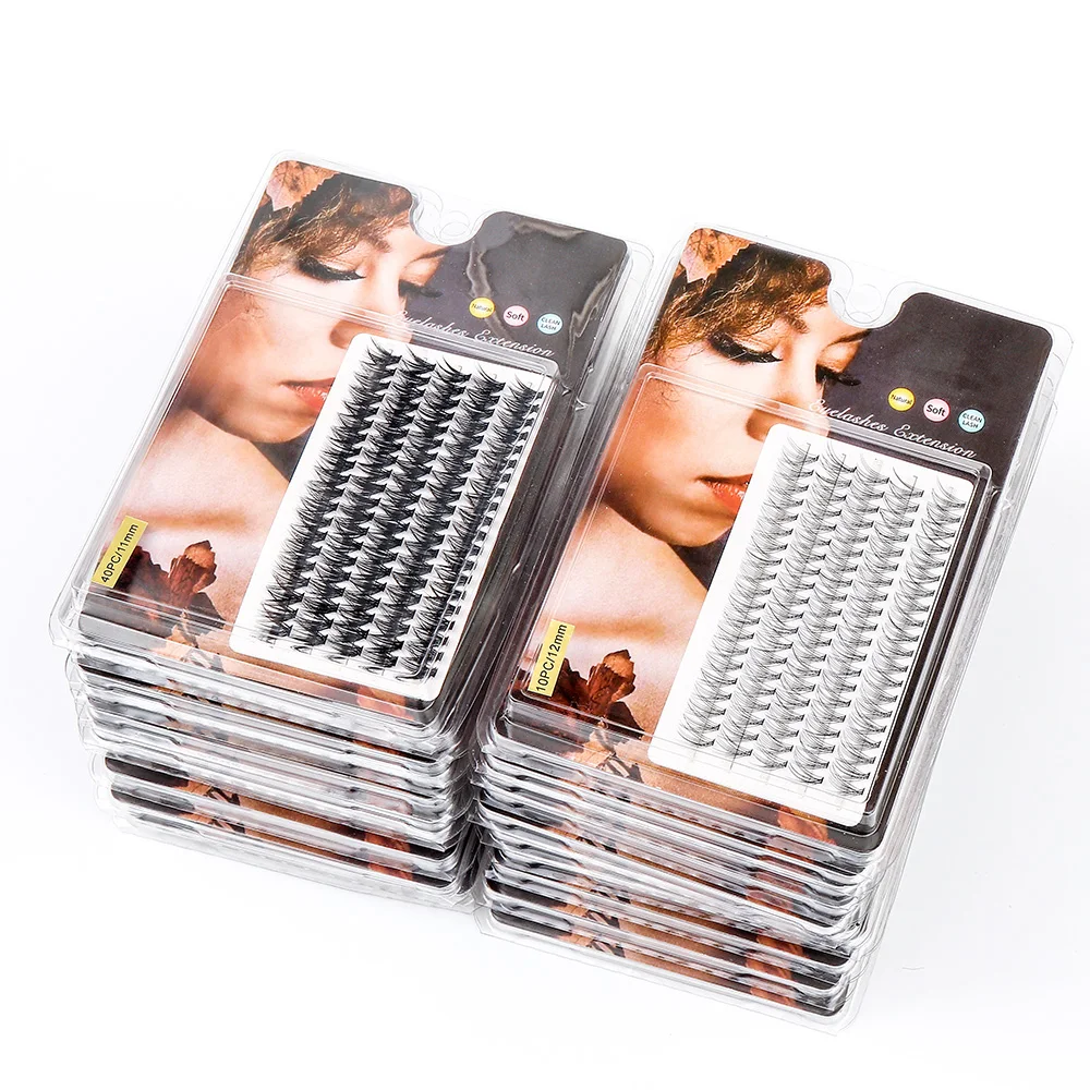 Description Picture 6 of item100Pcs Clusters 10/20/30/40D 8-16mm Cluster Lashes Extension Natural Thick Fake Eyelashes 3D Strip Individual Eyelash Extension
