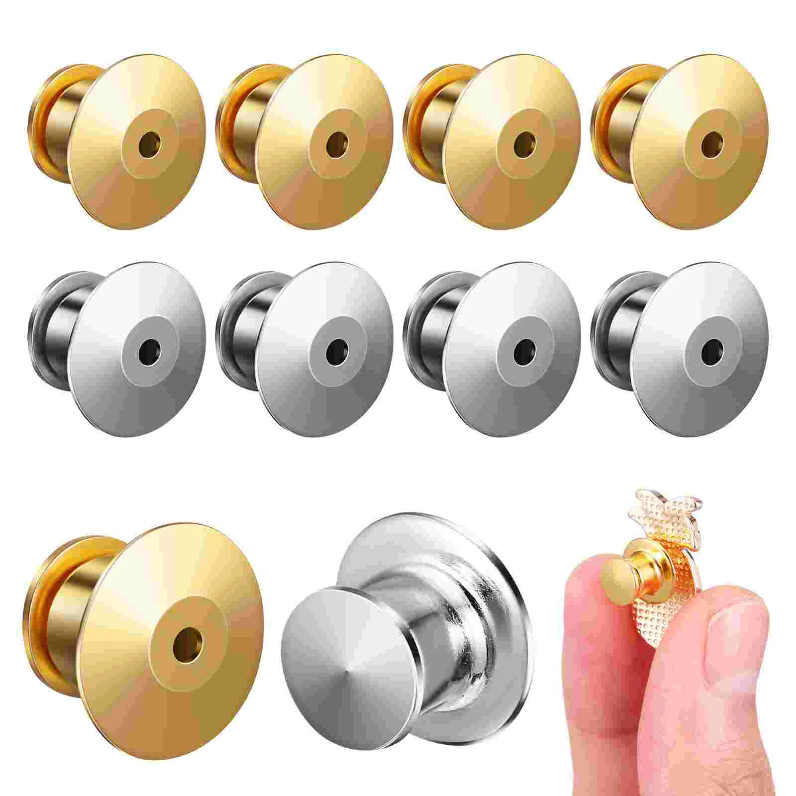 

10 Pcs Locking Supplies Pin Backing Brooch Backs Locks Metal Keepers for Enamel