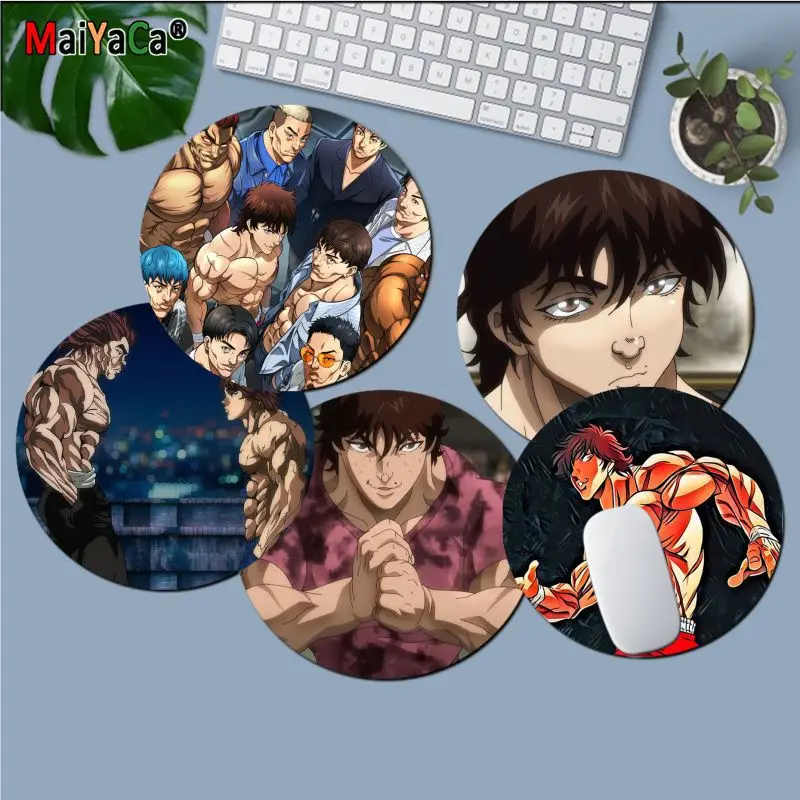 

Japanese Anime Baki Hanma Mousepad Round Custom Skin Office Computer Desk Mat Table Keyboard Big Mouse Pad Gamer Mousemat