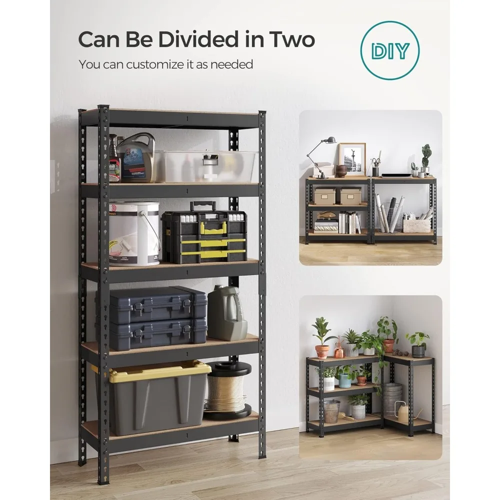 5-Tier Storage Shelves, Set of 2 Garage Storage, Boltless Assembly, Adjustable Shelving Units, Load 1929 lb Each 6