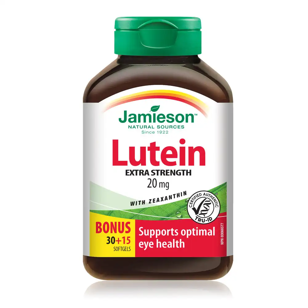 

Jamieson Canada Extra Strength Lutein 20mg with Zeaxanthin, 45 Softgels