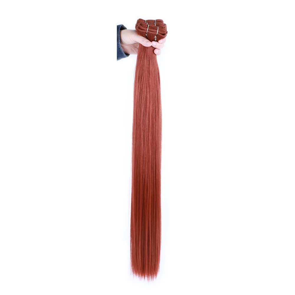 Straight Organic Hair Blend Bundles Wholesale Hair Extensions Smooth Bio Fiber Hair Blend Weaving Orange Hair Weave Bundles freedom synthetic hair weave 36 inch long yaki straight hair bundles weave 130g pc ombre 613 brown ponytail hair extensions