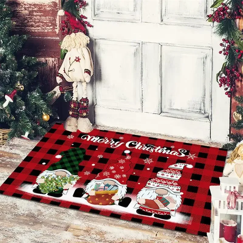 

Christmas New Year Home Decoration Door Mat Santa Snowman Tree Printed Floor Kitchen Bathroom Anti-Slip Carpet