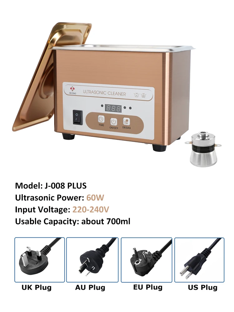thumbnail image 1 of Limpiador ultrasónico JIEJING de 900 ml, 60 W de potencia, máquina de limpieza ultrasónica de 40 kHz para joyas, anteojos, relojes y piezas pequeñas, 1 of 5