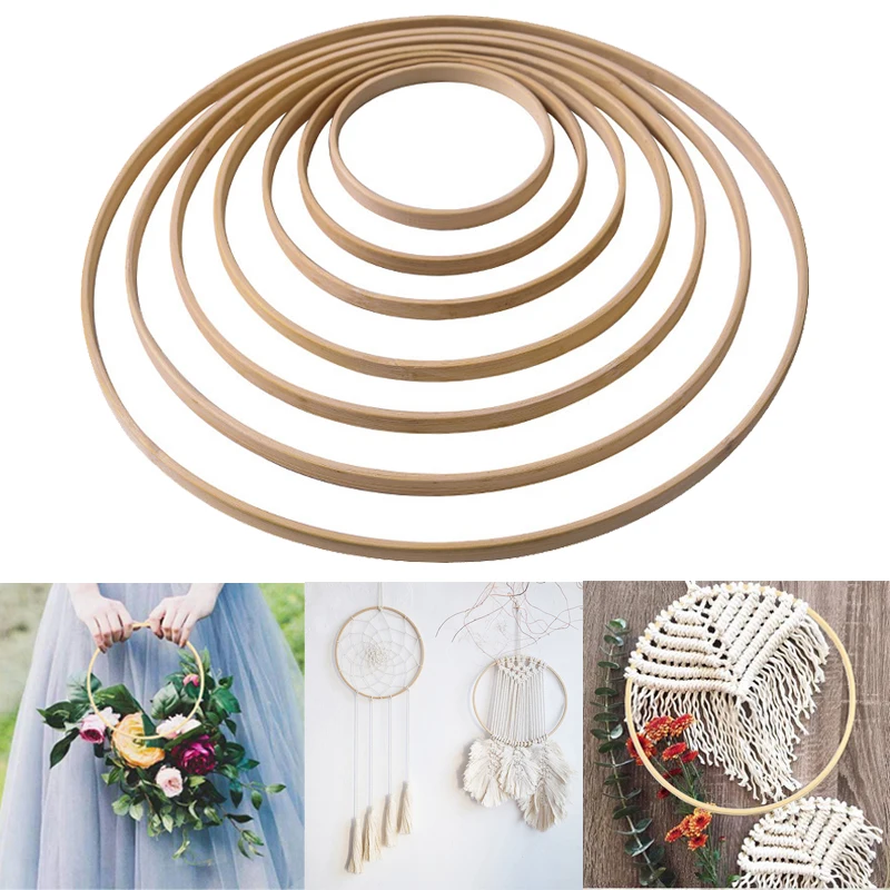 5" Wooden Natural Rattan Hoop Ring Dreamcatcher Craft 