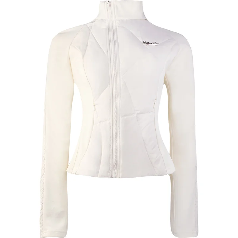 New Stand-up Collar Splicing Light Down Jacket Golf Ladies Autumn and Winter Slim-fit Sports Yoga White Long Sleeve Coat