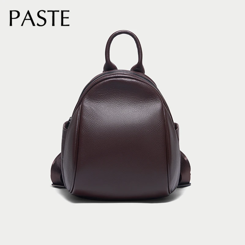 New Simple Deep Coffee Color Women Backpack Natural Cow Leather Female Double Shoulder Bag Leisure Quality School Rucksack 3