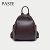 New Simple Deep Coffee Color Women Backpack Natural Cow Leather Female Double Shoulder Bag Leisure Quality School Rucksack 3